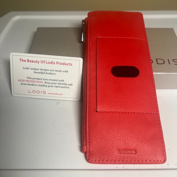 Brand New: LODIS  Julia Long RFID Leather Card Wallet Red Clutch 3x7.5. 35 - Picture 2 of 6
